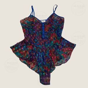 Vintage Victoria’s Secret Gold Label Bodysuit | Sheer Floral Mesh Teddy Lingerie